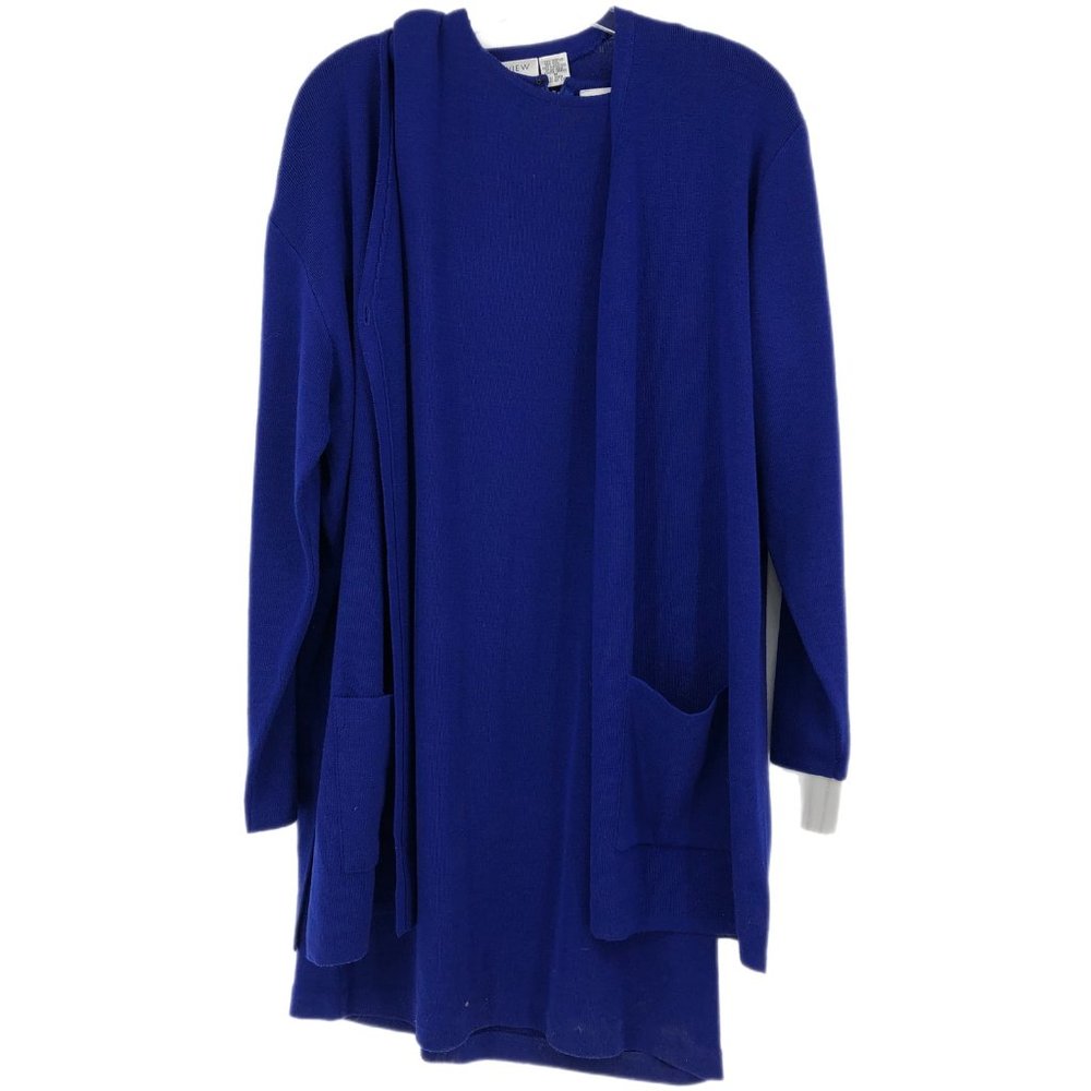 Preview Collection Blue Pullover Midi Dress | Attachable Cardigan